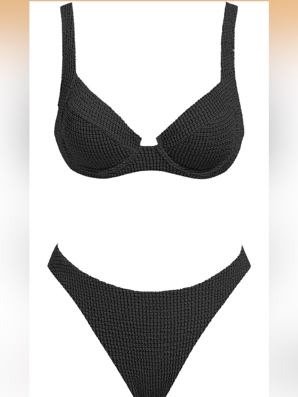 Triangle Bikini Set Textured Push Up Underwire Solid Cheeky S 1240/bb6-1